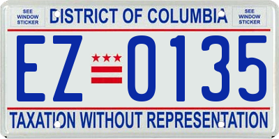 DC license plate EZ0135