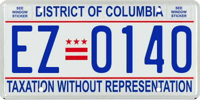 DC license plate EZ0140