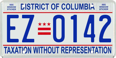 DC license plate EZ0142