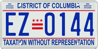 DC license plate EZ0144