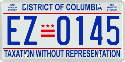 DC license plate EZ0145