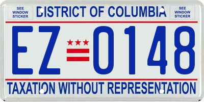 DC license plate EZ0148