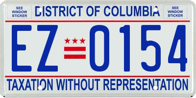 DC license plate EZ0154