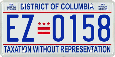 DC license plate EZ0158