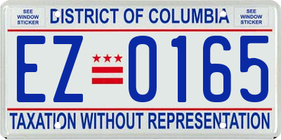 DC license plate EZ0165