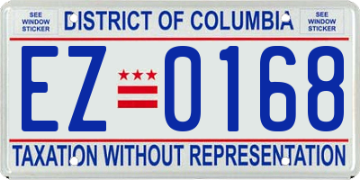 DC license plate EZ0168