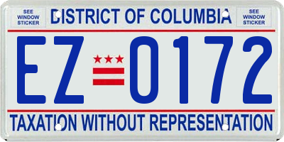 DC license plate EZ0172