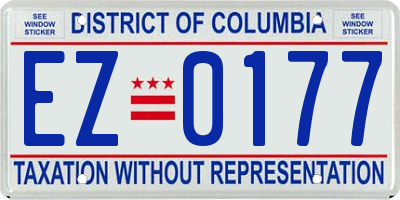 DC license plate EZ0177