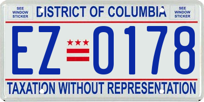 DC license plate EZ0178