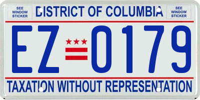 DC license plate EZ0179