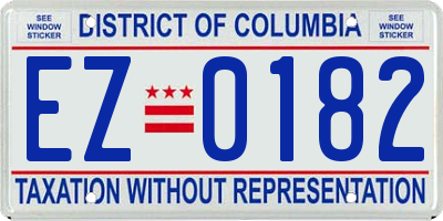 DC license plate EZ0182