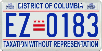 DC license plate EZ0183