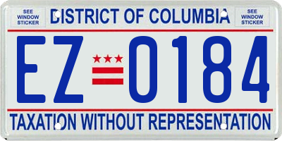 DC license plate EZ0184