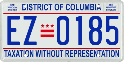 DC license plate EZ0185