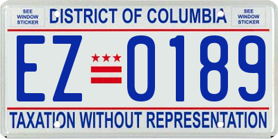 DC license plate EZ0189