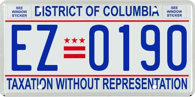 DC license plate EZ0190