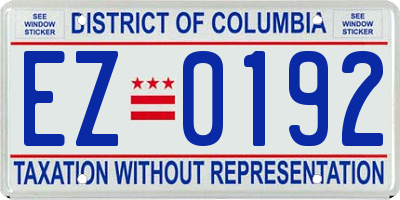 DC license plate EZ0192