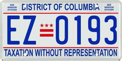 DC license plate EZ0193