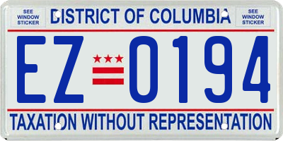 DC license plate EZ0194