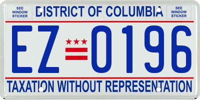 DC license plate EZ0196