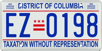 DC license plate EZ0198