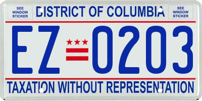 DC license plate EZ0203