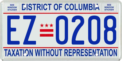 DC license plate EZ0208