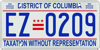 DC license plate EZ0209