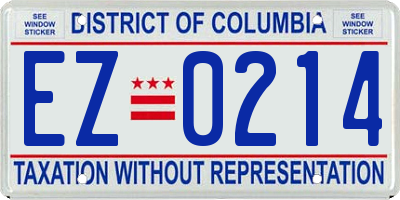 DC license plate EZ0214