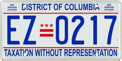 DC license plate EZ0217