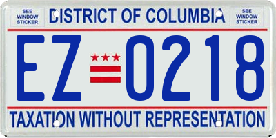 DC license plate EZ0218