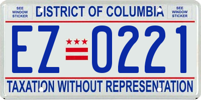 DC license plate EZ0221