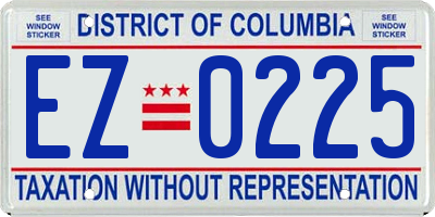 DC license plate EZ0225