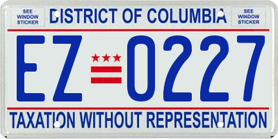 DC license plate EZ0227