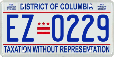 DC license plate EZ0229