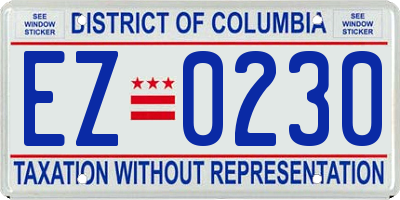 DC license plate EZ0230