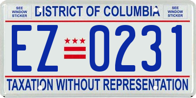 DC license plate EZ0231