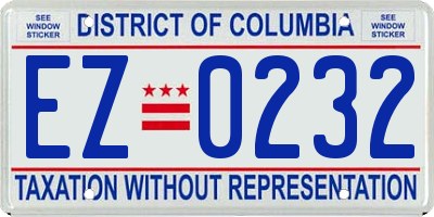 DC license plate EZ0232