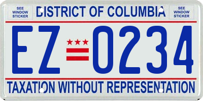 DC license plate EZ0234