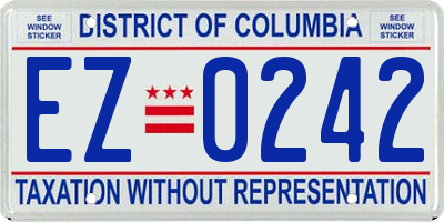 DC license plate EZ0242