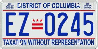 DC license plate EZ0245