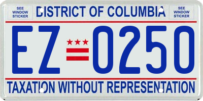 DC license plate EZ0250