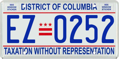 DC license plate EZ0252