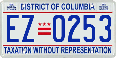 DC license plate EZ0253