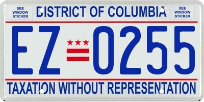 DC license plate EZ0255