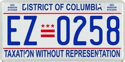 DC license plate EZ0258