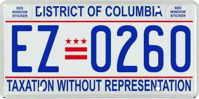 DC license plate EZ0260