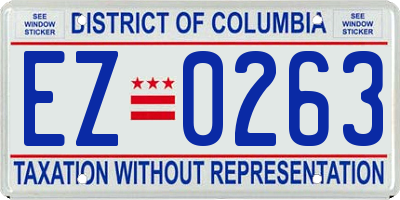 DC license plate EZ0263