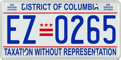 DC license plate EZ0265