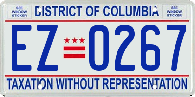 DC license plate EZ0267